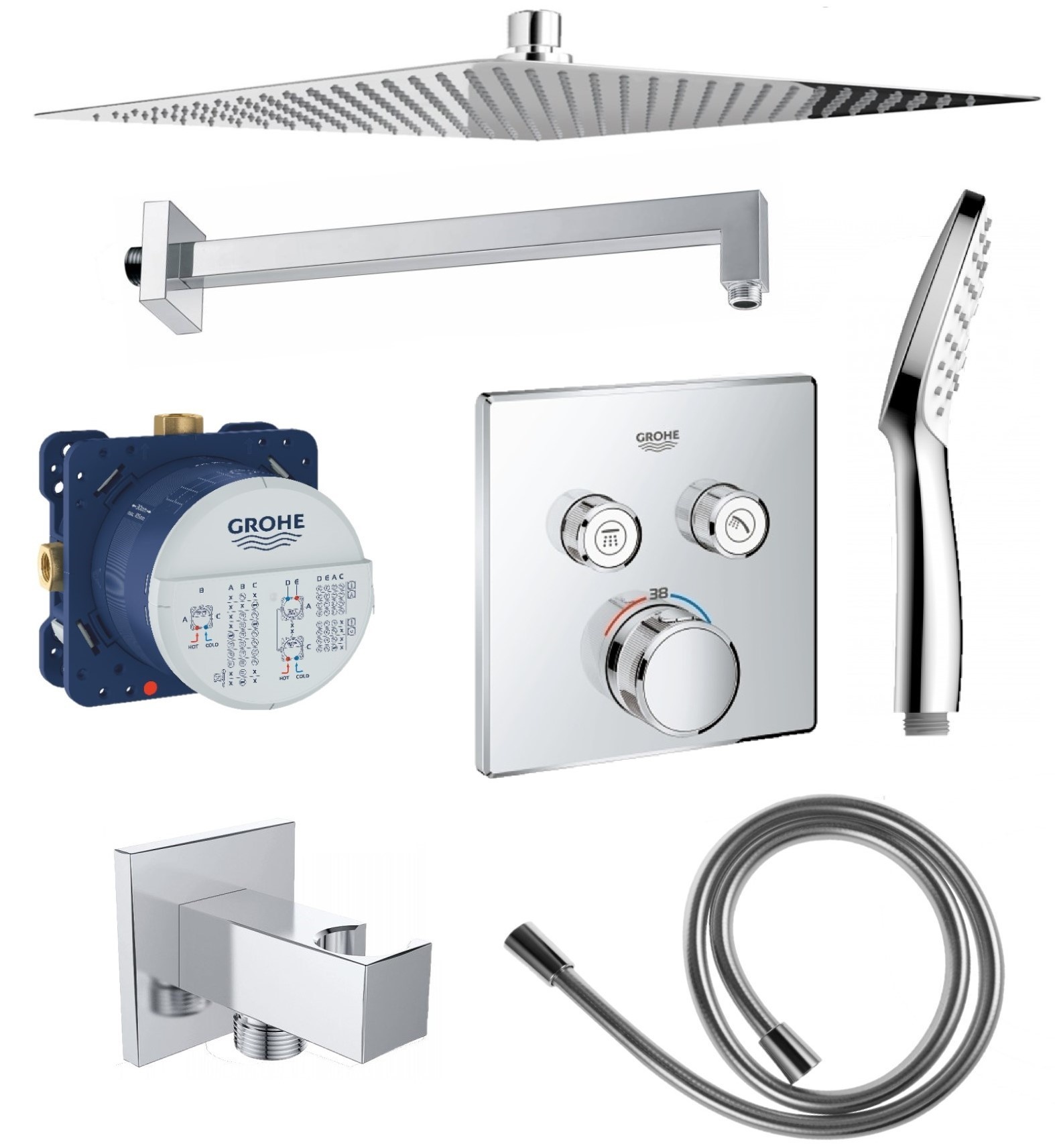 Grohe Grohtherm SmartControl Rond inbouwregendouche set Grohe Grohtherm SmartControl Rond inbouwregendouche set