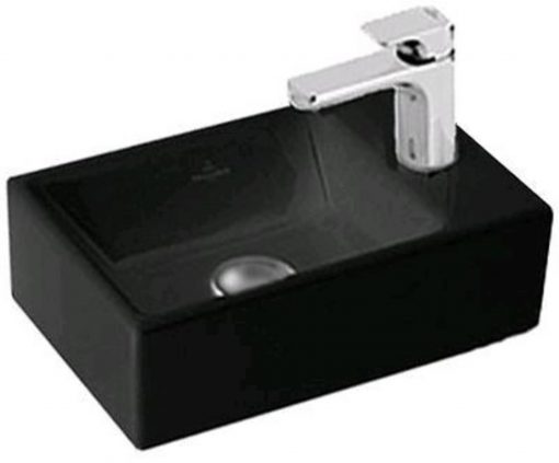 Villeroy&Boch Memento Fontein geslepen 40x26cm kraangat rechts Ceramicplus Glossy Black