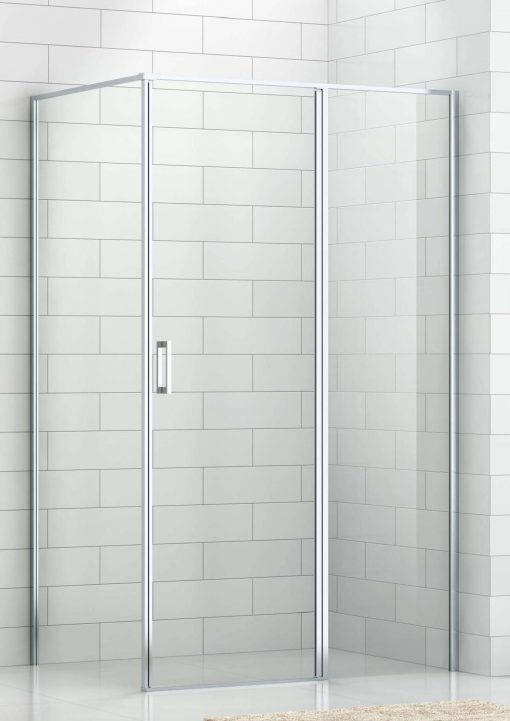 Saniselect Elina Draaideur met vastdeel en zijwand 120x90x210 cm rechts alu gepolijst / helder veiligheidsglas