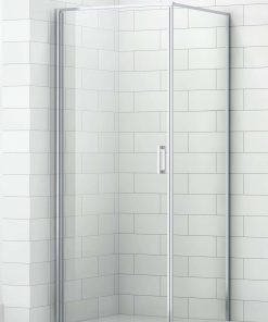 Saniselect Elina Draaideur met zijwand 90x90x210 cm links alu gepolijst / helder veiligheidsglas