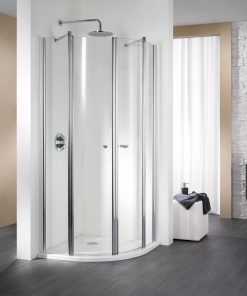 Duschprofi Exklusiv Douchecabine Kwartrond 4-delig met pendeldeur 90x200cm Chroom/Helder glas