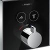 Hansgrohe Showerselect afbouwdeel thermostaat met stopkranen glas zwart
