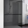 Duschprofi Walk In Pro Inloop douche met handdoekhouder 90x200 cm grijs glas Mat Zwart