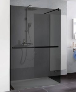 Duschprofi Walk In Pro Inloop douche met handdoekhouder 90x200 cm grijs glas Mat Zwart