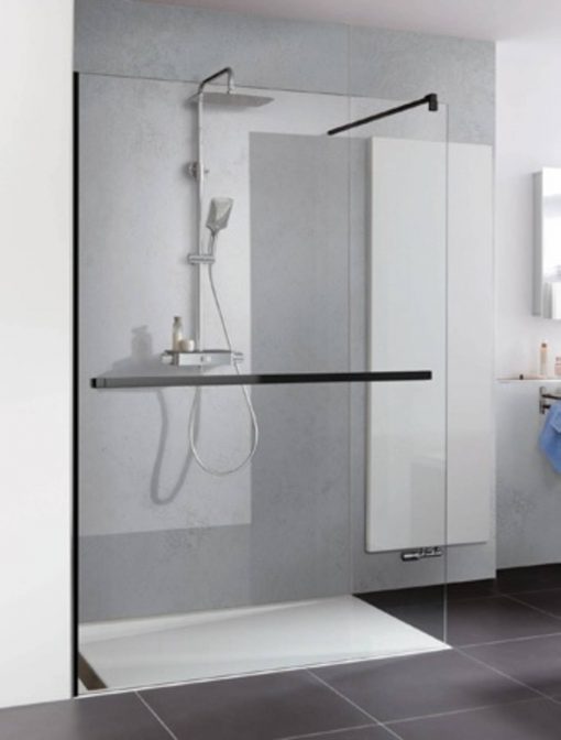Duschprofi Walk In Pro inloopdouche met handdoekhouder 120x200 cm helder glas Zwart