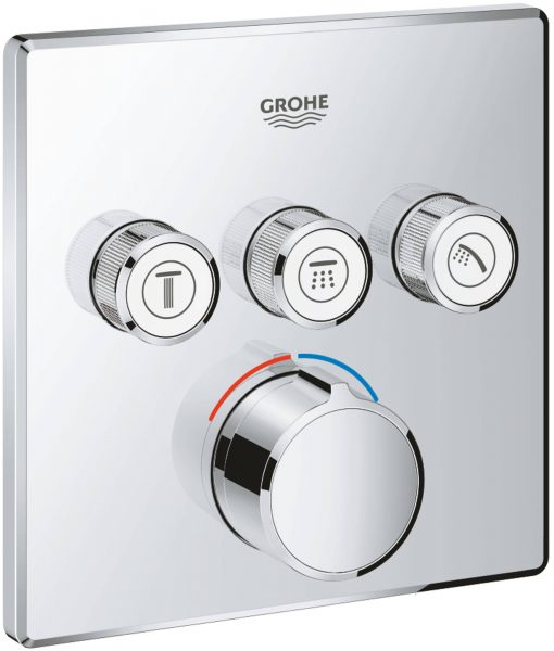 Grohe Smartcontrol Afdekset voor Douchekraan met omstel 3x vierkant Chroom