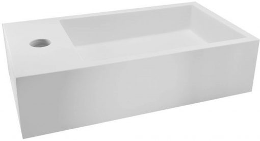 Saniselect Wastafel 40x22x10 cm Links Solid Surface Mat-Wit