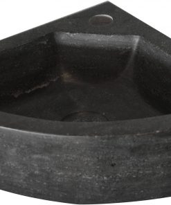 Saniselect Hoekfontein 1 kraangat 30x30x10 cm Hardstenen Zwart