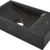 Saniselect Fontein 1 kraangat 36x18x9 cm Rechts Hardstenen  Zwart
