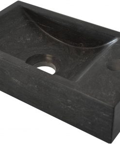 Saniselect Fontein 1 kraangat 36x18x9 cm Rechts Hardstenen  Zwart