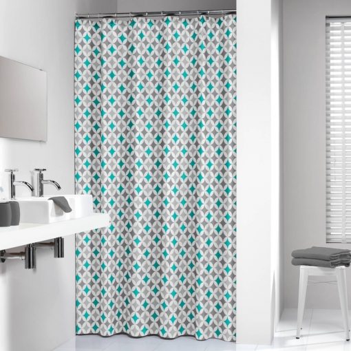 Sealskin Diamonds Sealskin Douchegordijn Textiel Diamonds 200 x 180cm Aqua