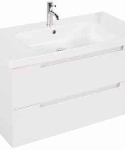 Ben Avenue badmeubelset 100x50cm Glans Wit greeploos met mineraalmarmeren wastafel