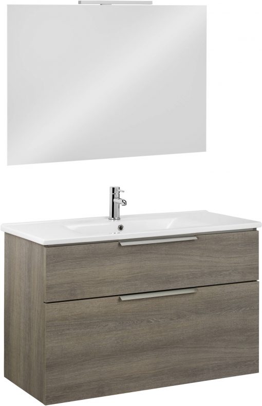Saniselect Bali Wastafelmeubelset incl. Spiegel 2 laden 100x45x67 cm Metz met Greep