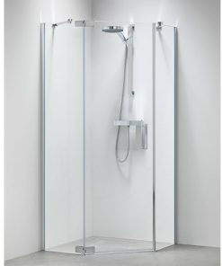 Sealskin Get Wet Custom douchecabine vijfhoek swingdeur 100x195 cm zilver hoogglans helder glas