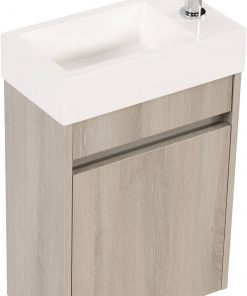 Saniselect Sana Fonteinmeubelset Litho Grijs met hoge wastafel rechts