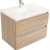 Saniselect Guarda meubelset 2 lades met mineraalmarmere wastafel greeploos 80cm Bardolino Eiken