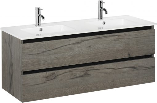 Ben Limara wastafelmeubelset 120cm wastafel keramiek cape elm/mat zwart