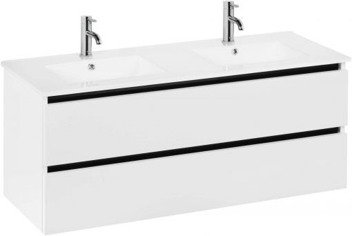 Ben Limara wastafelmeubelset 120cm wastafel keramiek glans wit/mat zwart