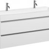 Ben Limara wastafelmeubelset 120cm wastafel enkel mineraal glans wit/aluminium
