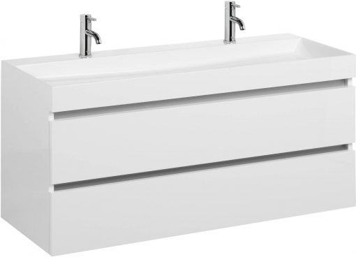 Ben Limara wastafelmeubelset 140cm wastafel enkel glans wit/aluminium
