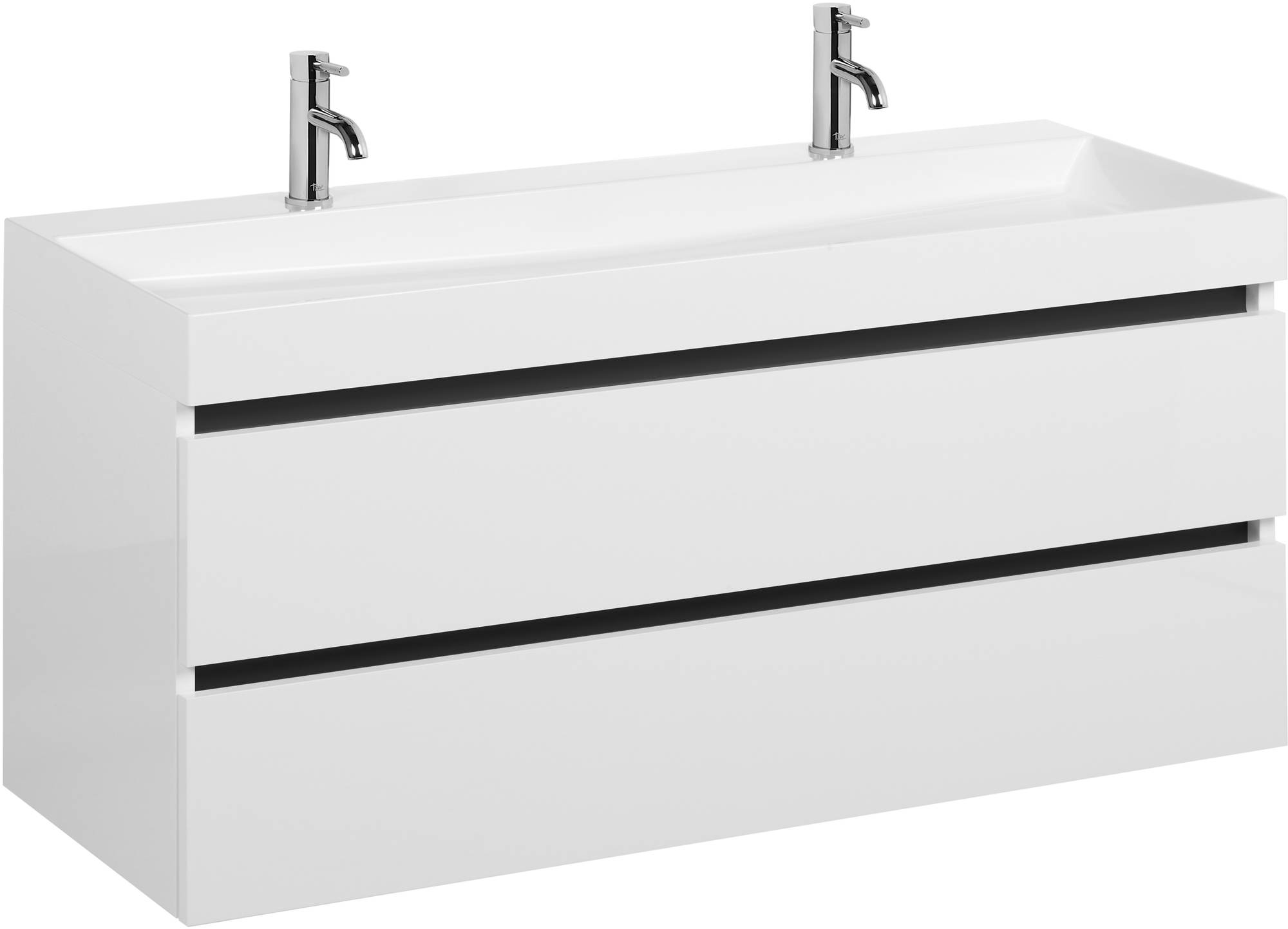 Ben Limara wastafelmeubelset 140cm wastafel enkel glans wit/mat zwart Ben Limara wastafelmeubelset 140cm wastafel enkel glans wit/mat zwart