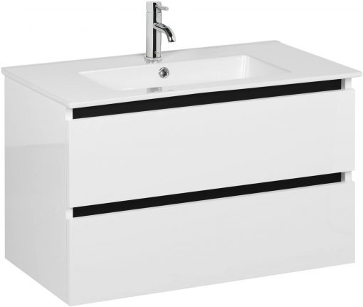 Ben Limara wastafelmeubelset 60cm wastafel keramiek glans wit/mat zwart