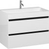 Ben Limara wastafelmeubelset 80cm wastafel mineraal glans wit/mat zwart