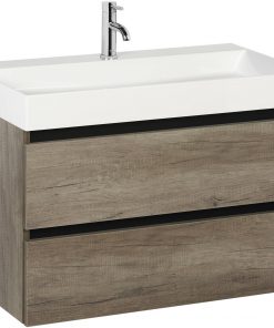 Ben Limara wastafelmeubelset 80cm wastafel mineraal nebraska eiken/mat zwart