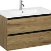 Ben Limara wastafelmeubelset 80cm wastafel keramiek sherwood/mat zwart