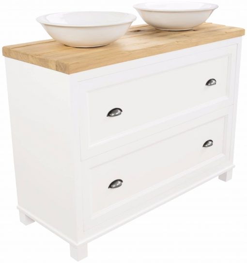 Ben Maison Wastafelonderkast t.b.v 2 opbouwwastafels 2 lades 121x49x76 cm Mat Wit