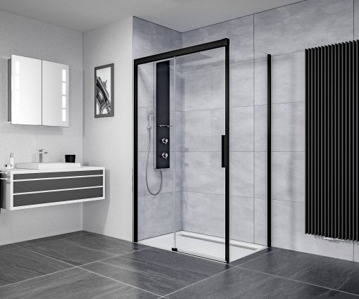 Ben IMotion Schuifdeur Links 120x206cm Mat Zwart/Helder Glas