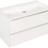 Saniselect Socan meubelset 2 lades met mineraalmarmere wastafel 100cm Glans Wit Zonder Kraangat