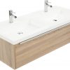 Saniselect Socan meubelset 1 lade met dubbele mineraalmarmere wastafel 120cm Bardolino Eiken