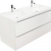 Saniselect Socan meubelset 2 lades met dubbele mineraalmarmere wastafel 120cm Mat Wit