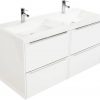 Saniselect Socan meubelset 4 lades met dubbele mineraalmarmere wastafel 120cm Mat Wit