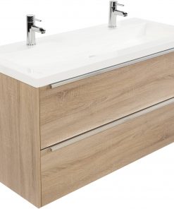 Saniselect Socan meubelset 2 lades met mineraalmarmere wastafel 120cm Bardolino Eiken