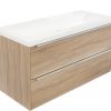Saniselect Socan meubelset 2 lades met mineraalmarmere wastafel 120cm Bardolino Eiken Zonder Kraangat