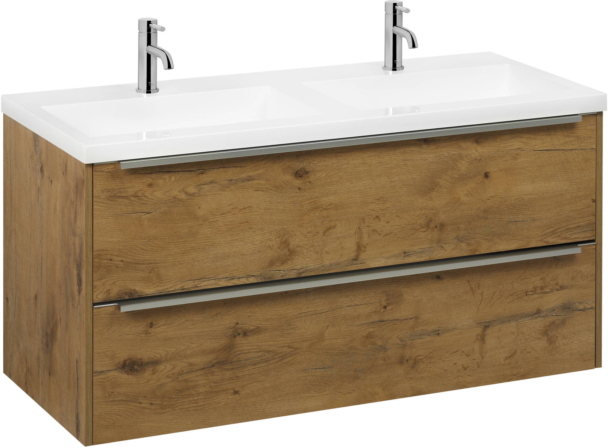 Saniselect Socan badmeubelset dubbele wasbak 120cm wild eiken Saniselect Socan badmeubelset dubbele wasbak 120cm wild eiken