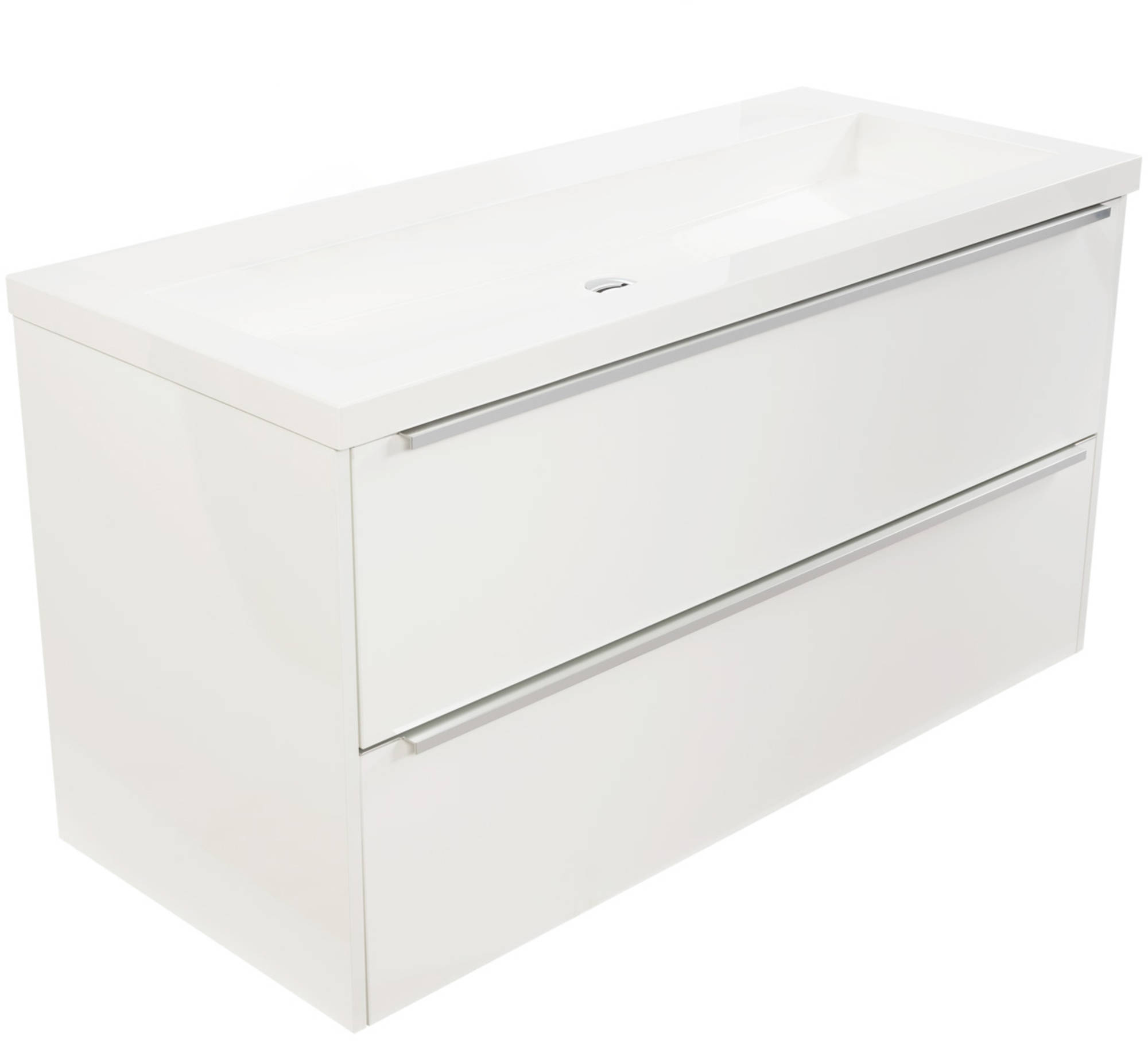 Saniselect Socan meubelset 2 lades met mineraalmarmere wastafel 120cm Glans Wit Zonder Kraangat Saniselect Socan meubelset 2 lades met mineraalmarmere wastafel 120cm Glans Wit Zonder Kraangat