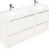 Saniselect Socan meubelset 4 lades met dubbele mineraalmarmere wastafel 160cm Mat Wit