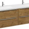 Saniselect Socan badmeubelset met 4 lades en dubbele wasbak 160cm wild eiken