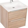 Saniselect Socan meubelset 2 lades met mineraalmarmere wastafel 60cm Bardolino Eiken