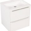 Saniselect Socan meubelset 2 lades met mineraalmarmere wastafel 60cm Glans Wit Zonder Kraagat