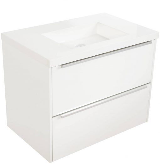 Saniselect Socan meubelset 2 lades met mineraalmarmere wastafel 80cm Glans Wit Zonder Kraangat
