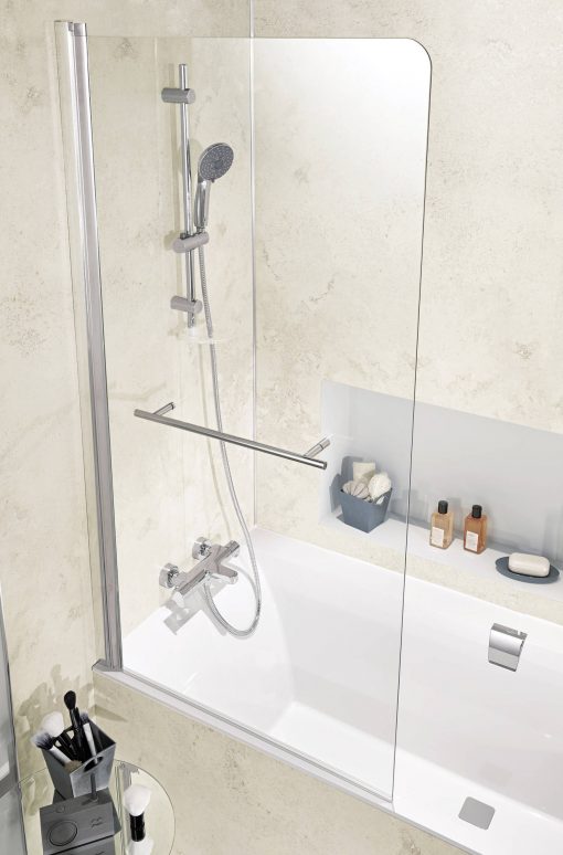 Ben Susana 1-delig Badklapwand 80x150cm Chroom / Helder Glas