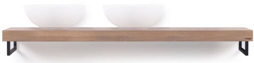 Looox Wooden Base Shelf Solo Eiken 160 cm Old Grey/Mat Zwart