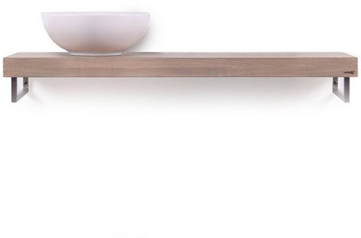 Looox Wooden Base Shelf Solo Eiken 100 cm Old Grey/Mat Zwart