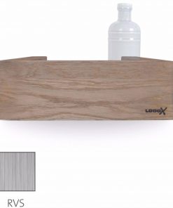 Looox Wooden Collection shelf box met bodemplaat rvs geborsteld eiken/geborsteld rvs